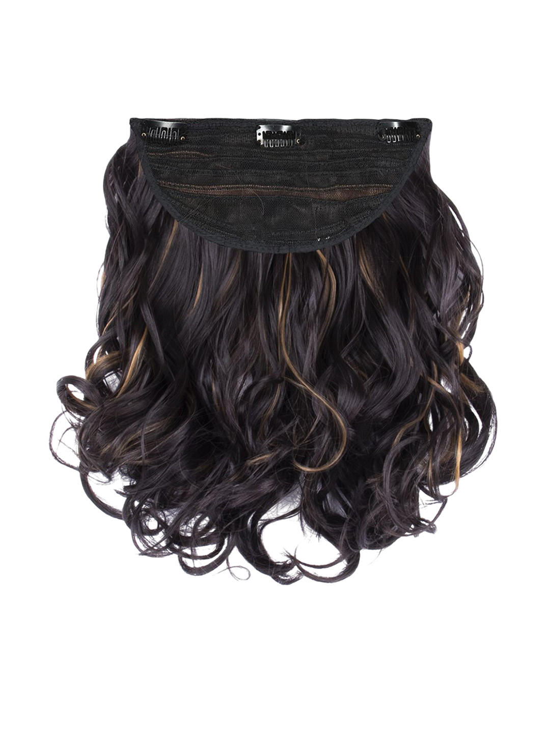 Stasia Street Clip In Curly Scalp Topper Hair Extension- Golden Highlights- 18 Inch