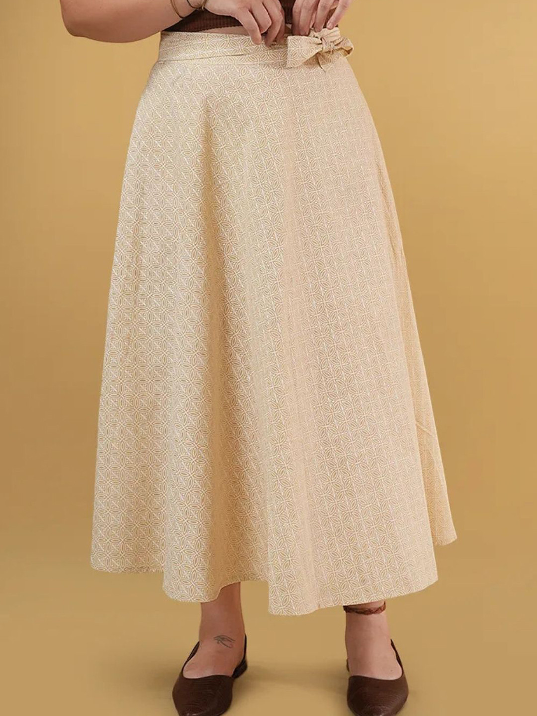 Nilam India Hand Screen Print Wrap Midi Skirt