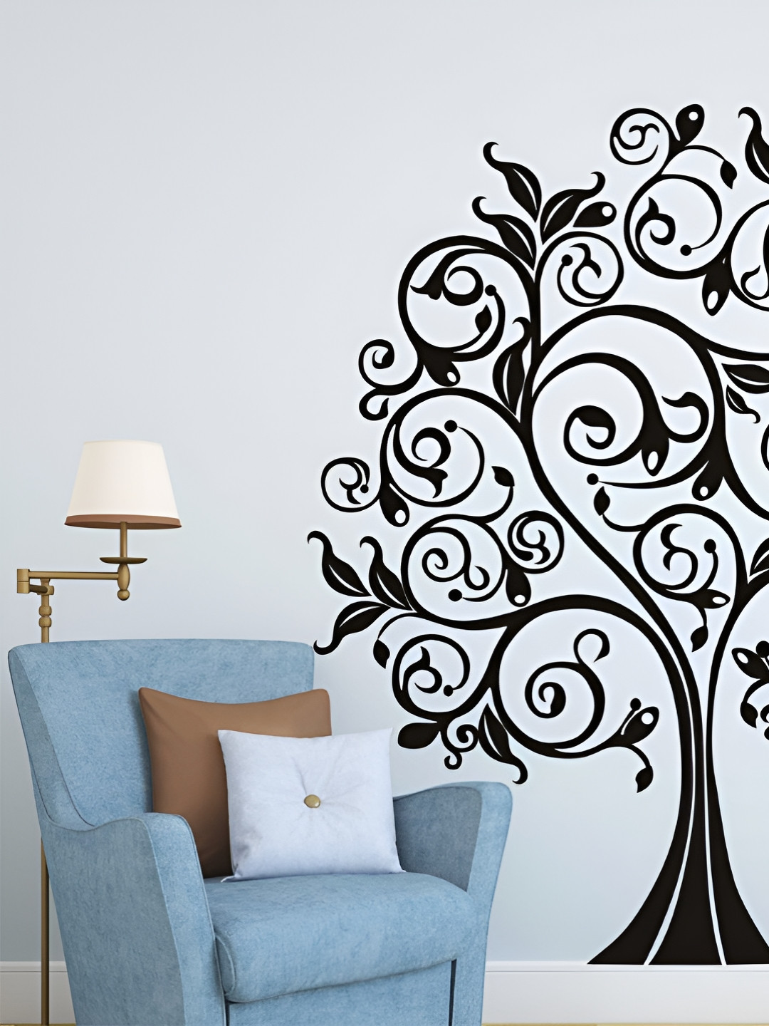 LANSTICK Black Big Tree Self Adhesive Big Tree Wall Sticker
