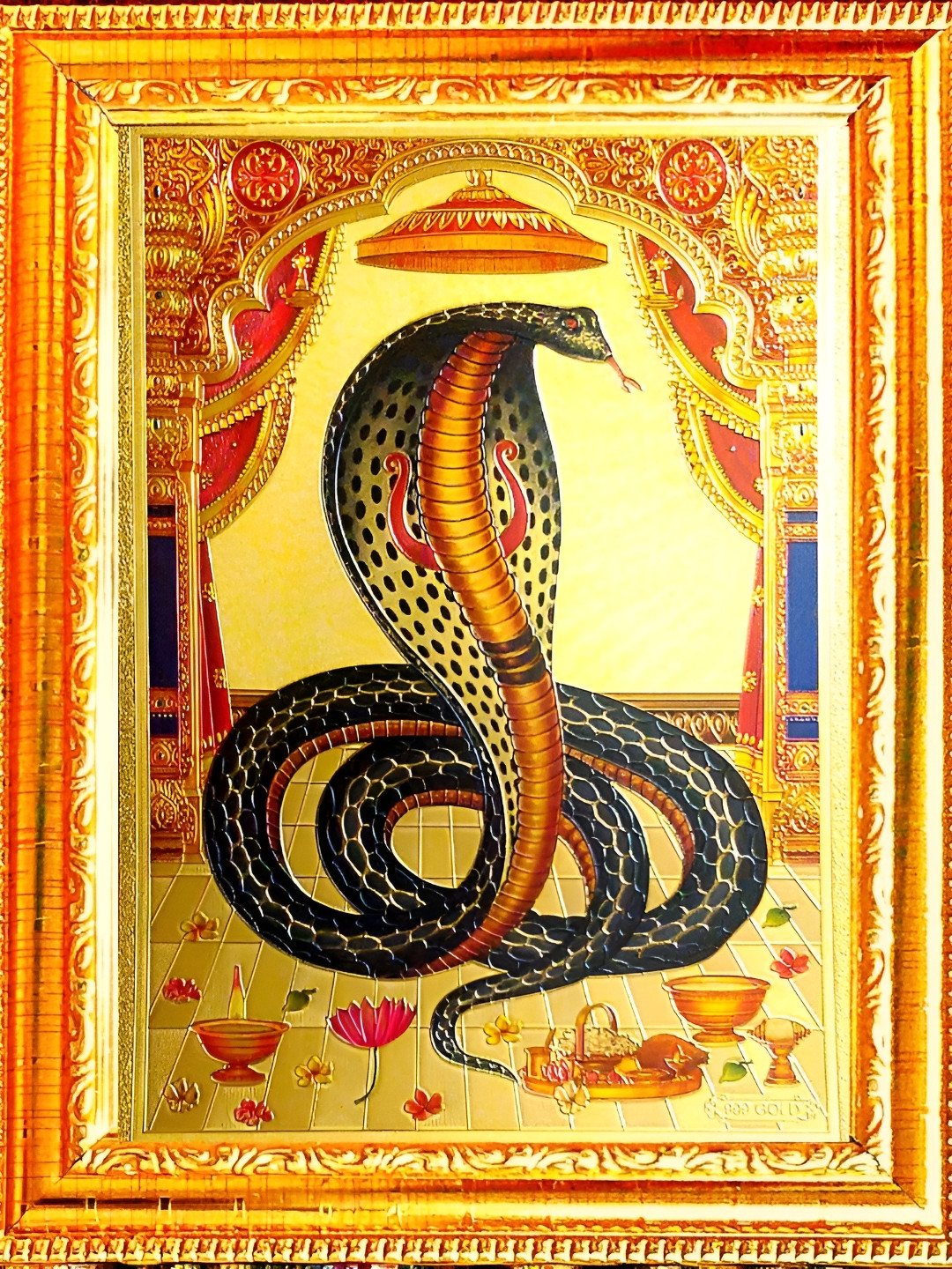 SUNINOW Black & Gold Toned Naag Devta Wooden Photo Frames