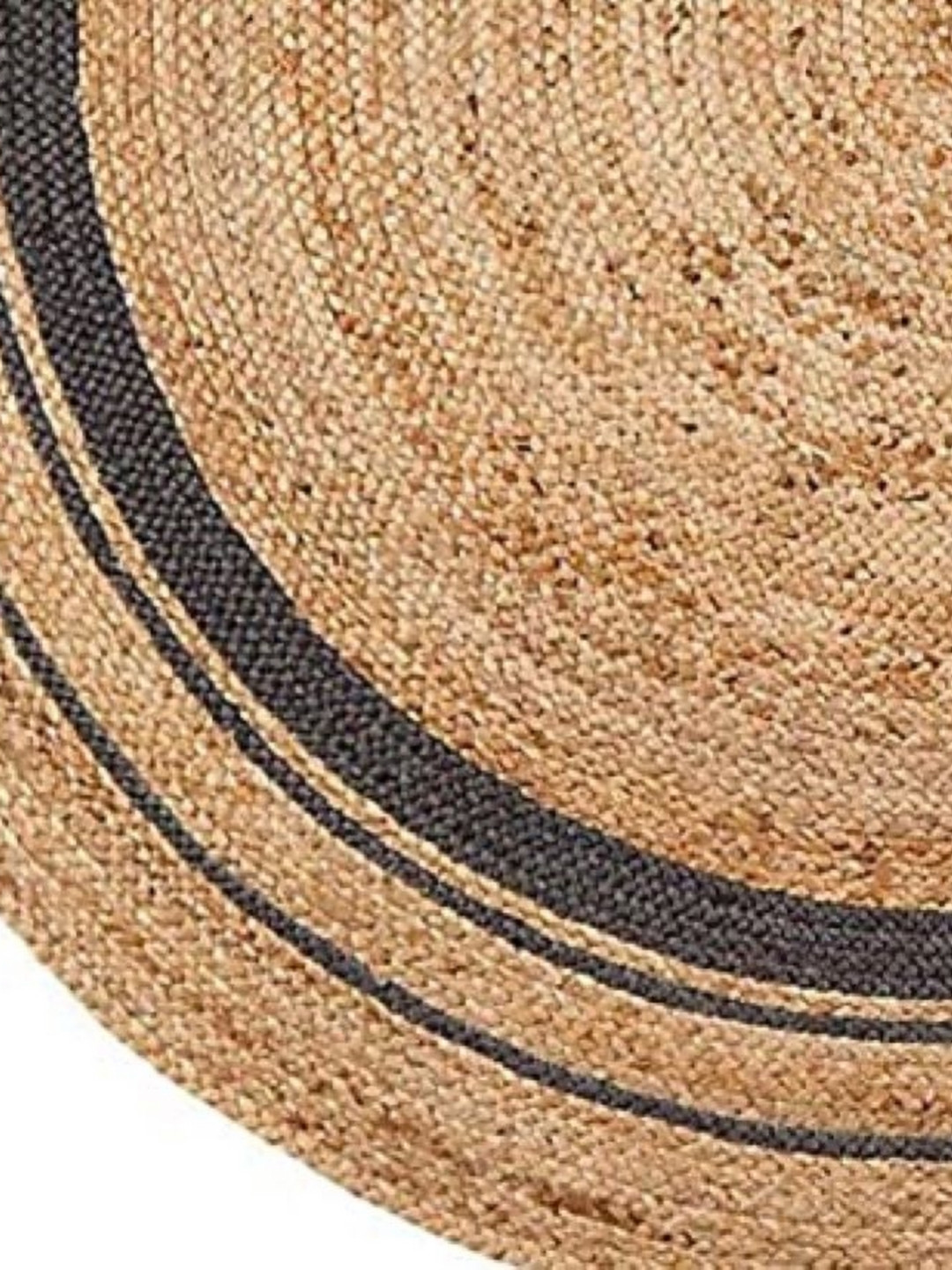 Handmakers Black & Beige Braided Jute Round Floor Mat