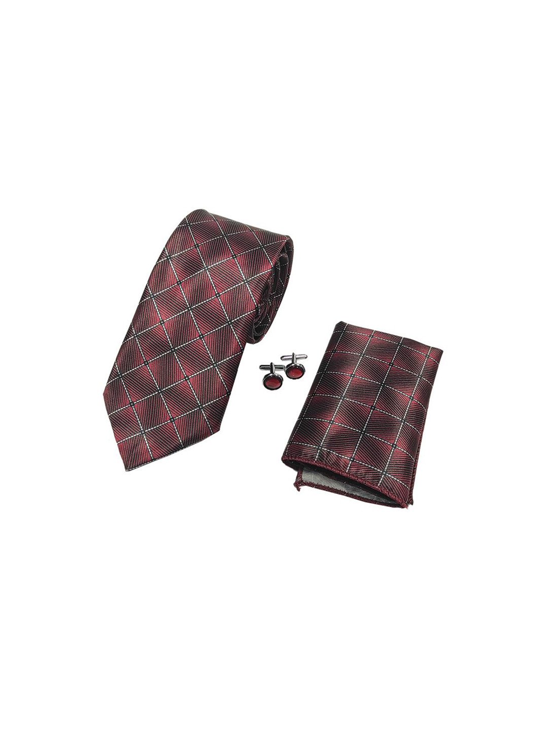 RARE COMBEE GROUP Men Set of 3 Tie Cufflinks and Pocket Square Accessory Gift Set