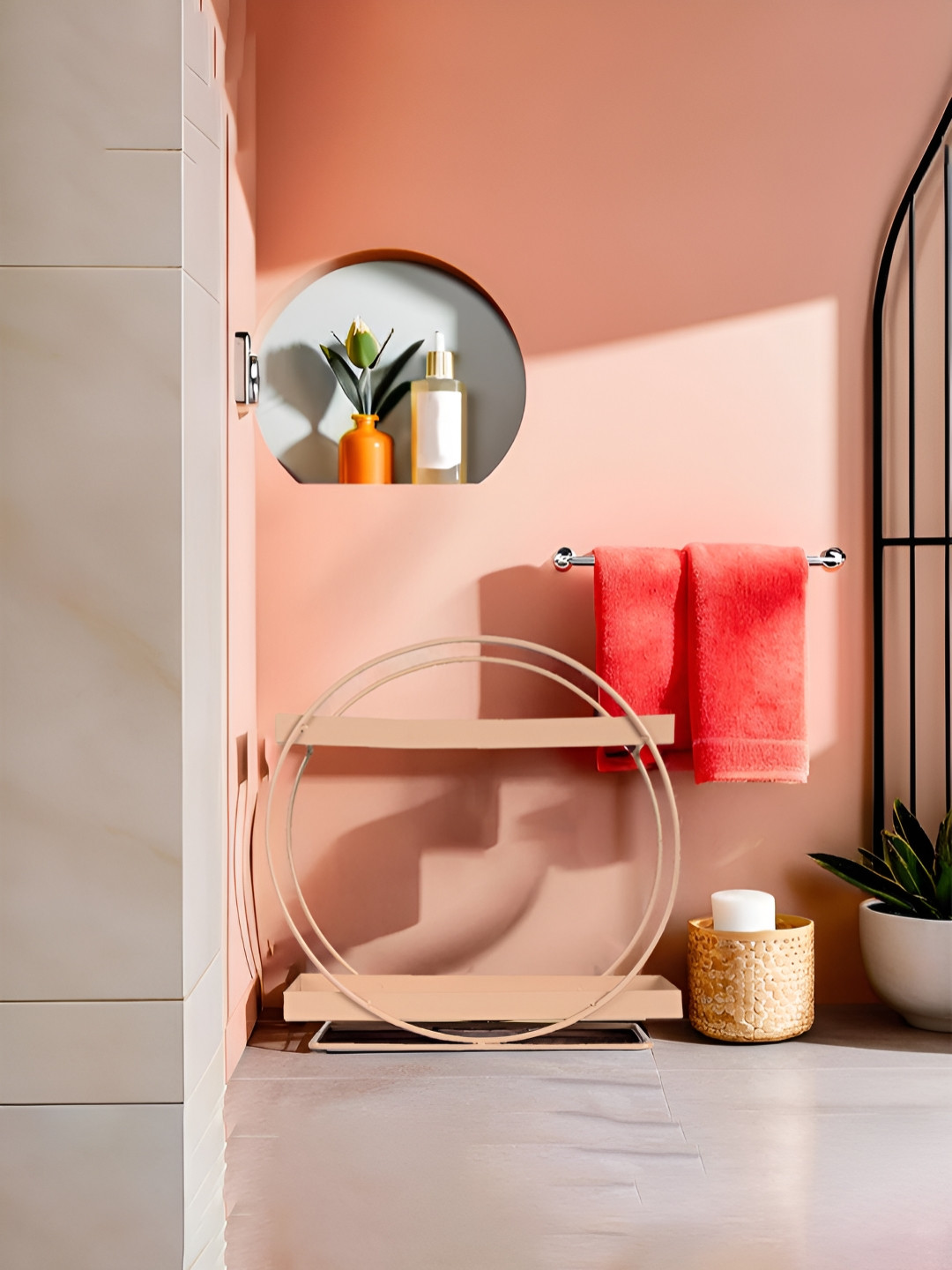 Myntra Elegant Homes Peach 2-Tier Bathroom Multi-Utility Organiser
