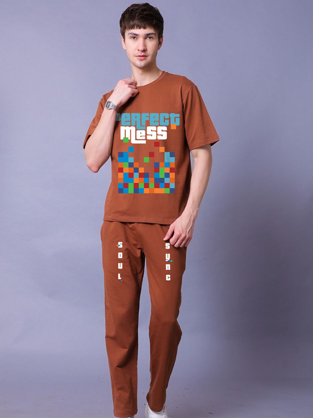 Lazy Lush Printed T-Shirt & Trousers  Co-Ords