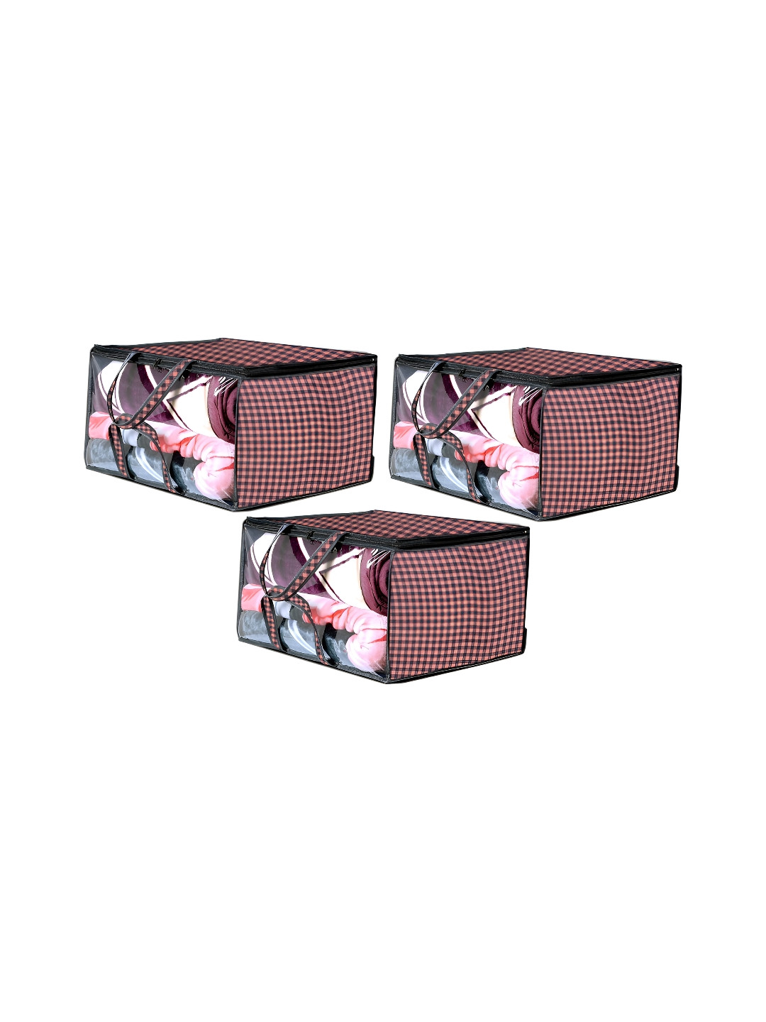 Stylista Beige & Black 3 Pieces Printed Multi-Utility Wardrobe Core Organisers