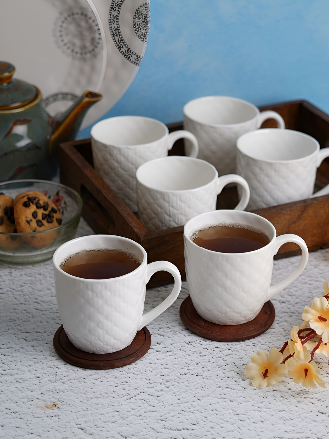 Aura Personalised Aries Zodiac White Ceramic Handmade 6 Piece Mugs-120ml