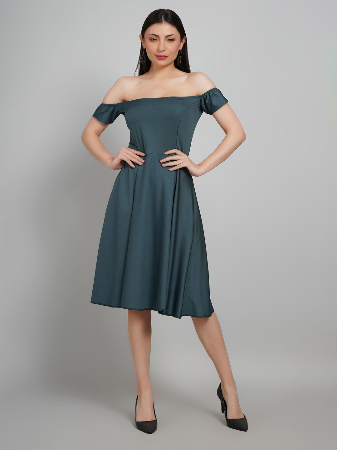 Gora Glama Off-Shoulder Fit & Flare Dress