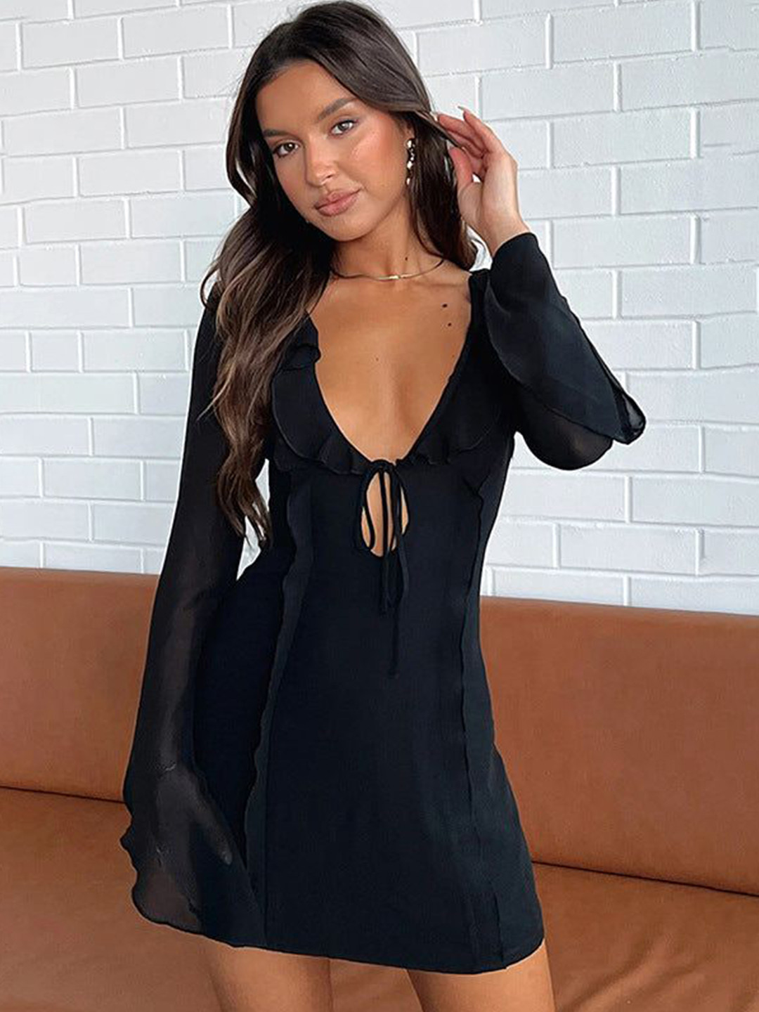Outzidr Ruffle Detailing Mini Dress