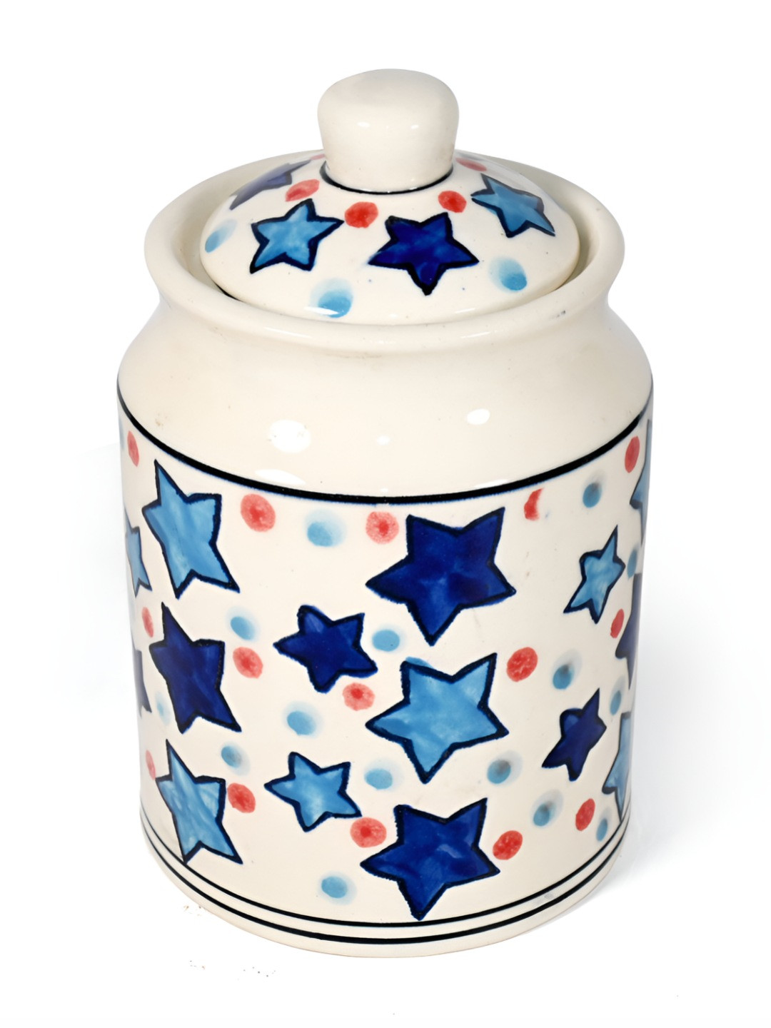 Amoorcart Navy Blue Conversational Ceramic Air Tight Clip-On Canister-850ml