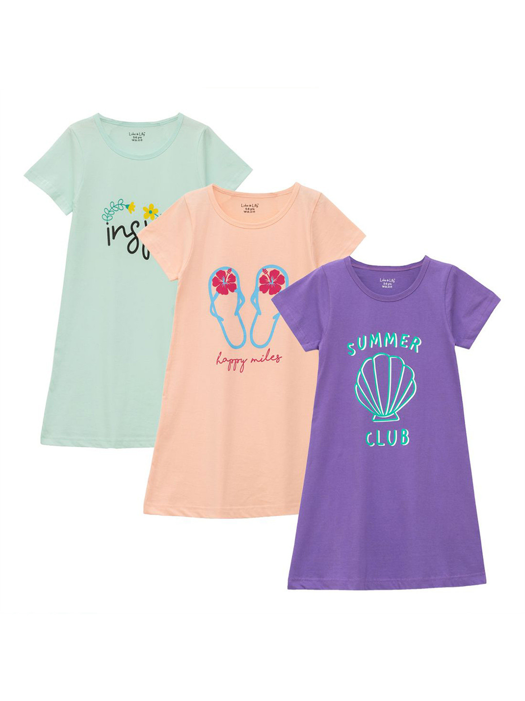 Luke & Lilly Pack Of 3 Girls Graphic Printed Jumper Knee Length Dress