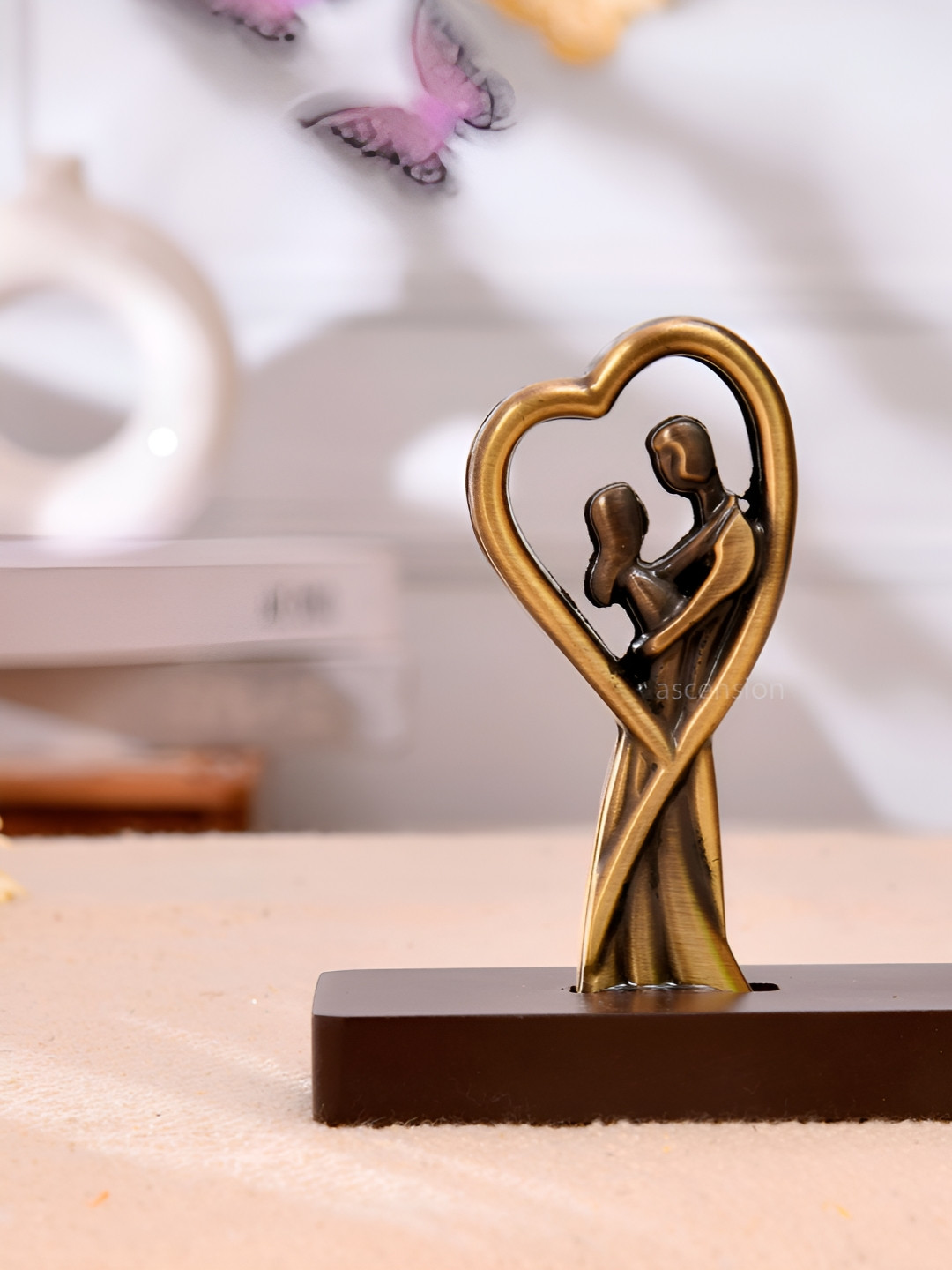 Ascension Romantic Love Couple Gold Brass Metallic Living Room Small Showpiece - 4.3 Inches