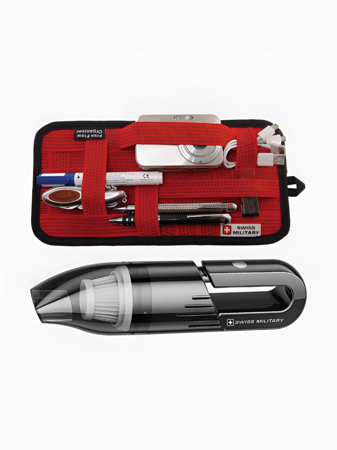 SWISS MILITARY Black & Red 120W Portable Wireless Car Vacuum Cleaner