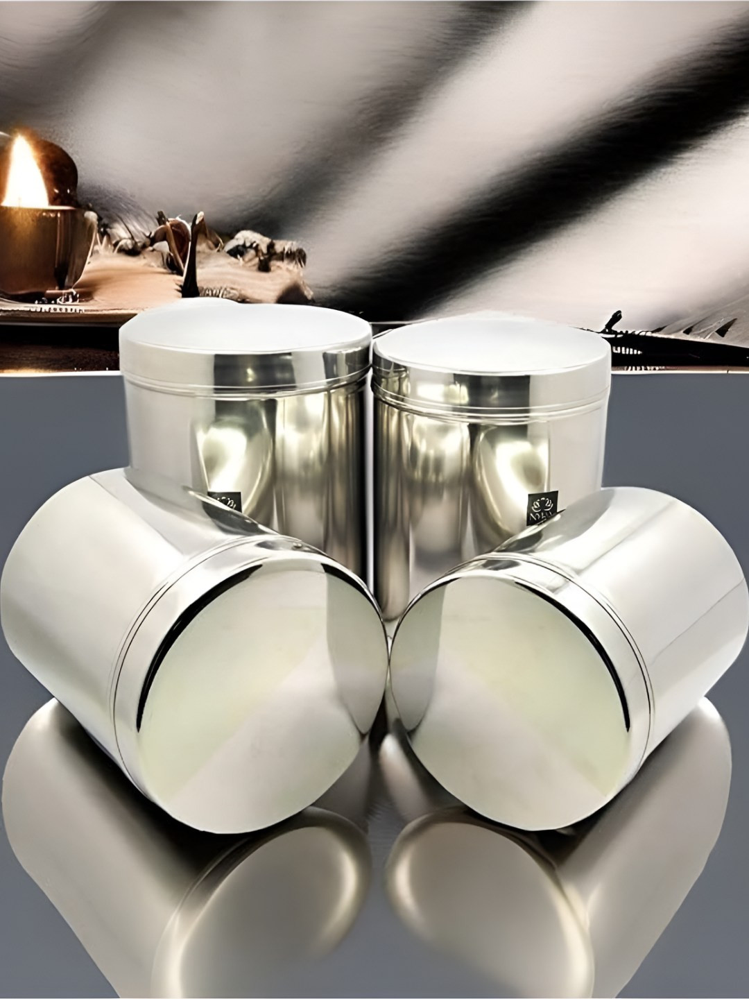 Nyra Kitchenware Deep Dabba Steel Stainless Steel Dishwasher Safe 4 Piece Flip Top Canister