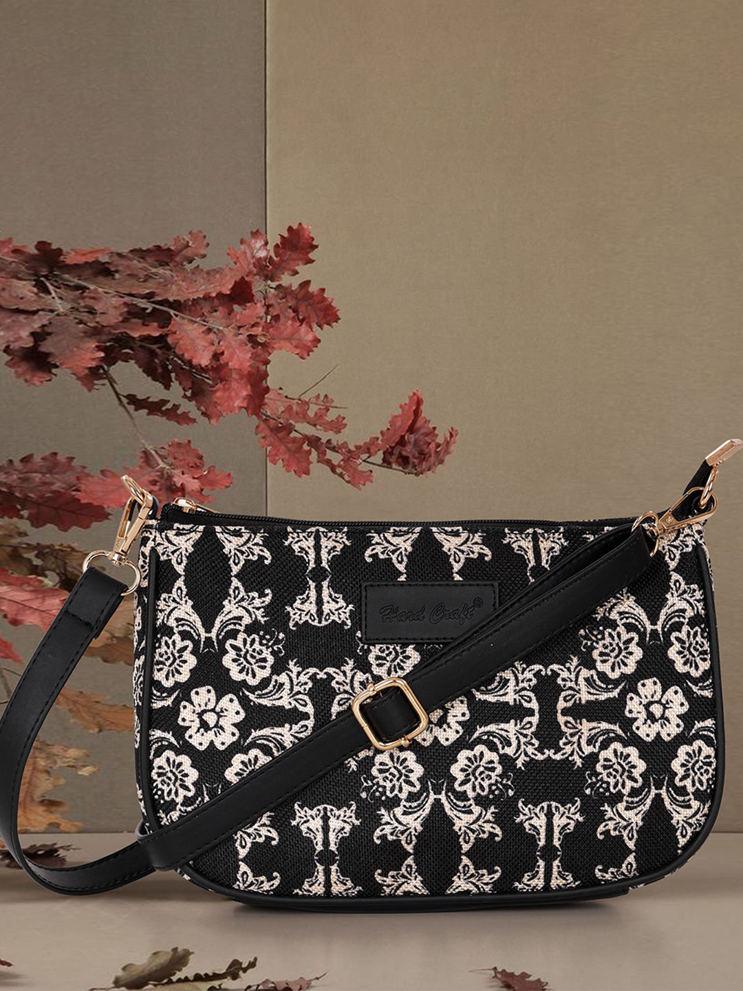 HARD CRAFT Floral Printed Structured Sling Bag