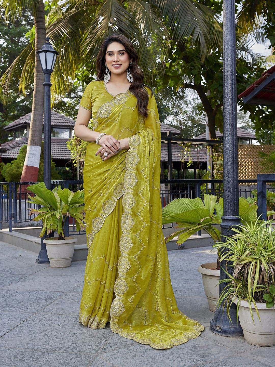 Ambuja International Women Embellished Designer Saree