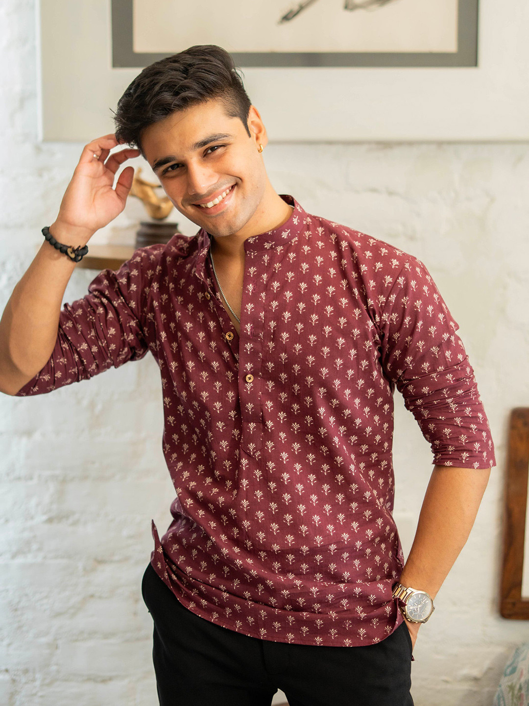 Shasak Men  Floral Kurta