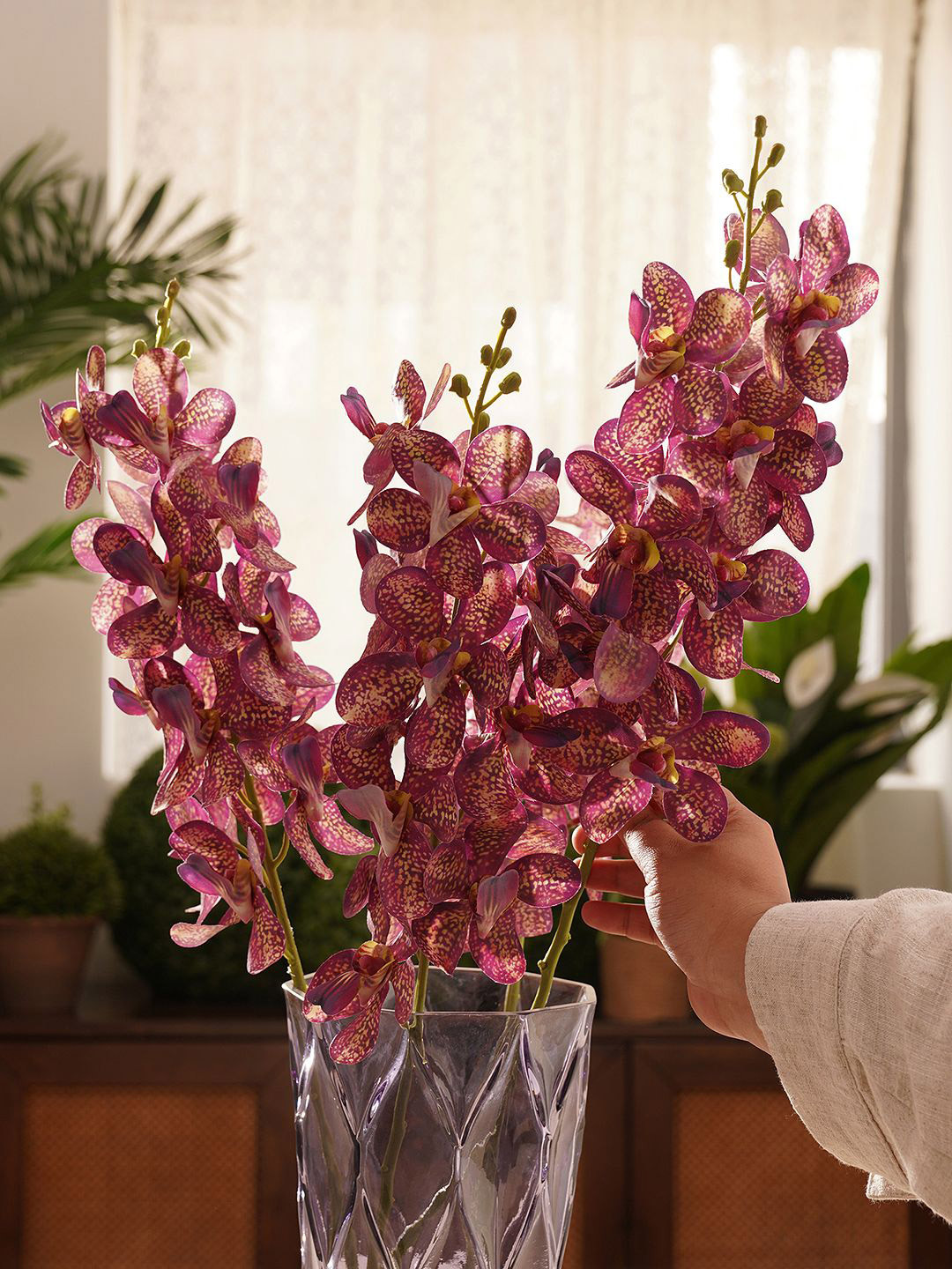 Pure Home and Living Purple Mokara Artificial Flower