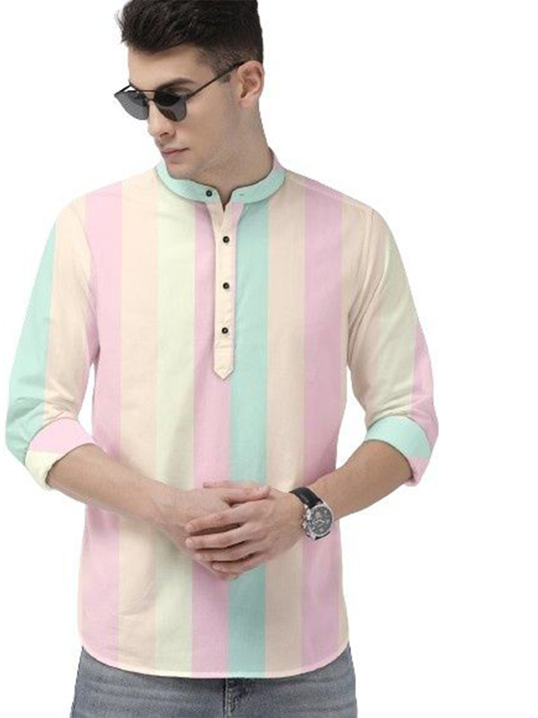 ISUEL FAB Men Multi Stripes Printed Casual Shirt