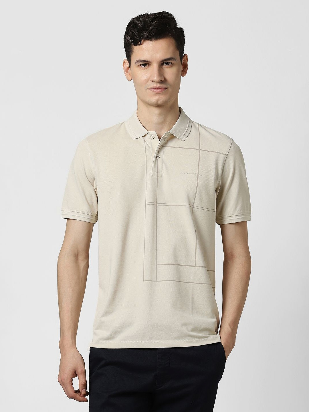 Peter England Men Solid Polo Collar T-shirt