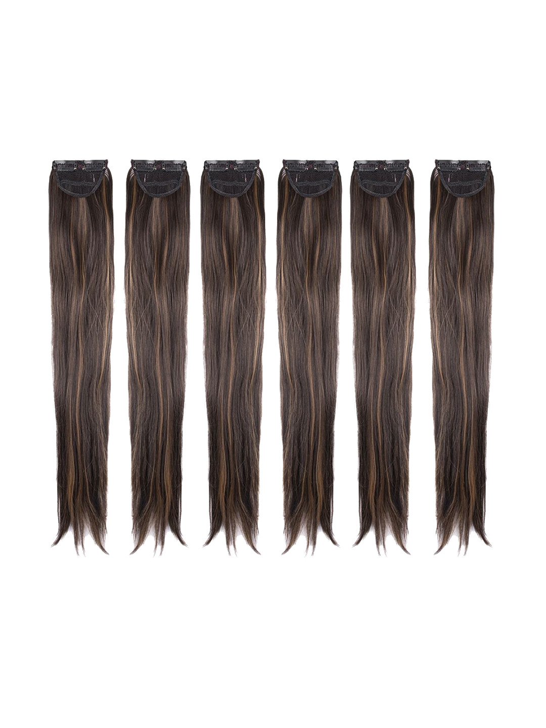 Stasia Street Set Of 6 Clip-In Straight Side Patch Hair Extension - Brown - 24 Inch