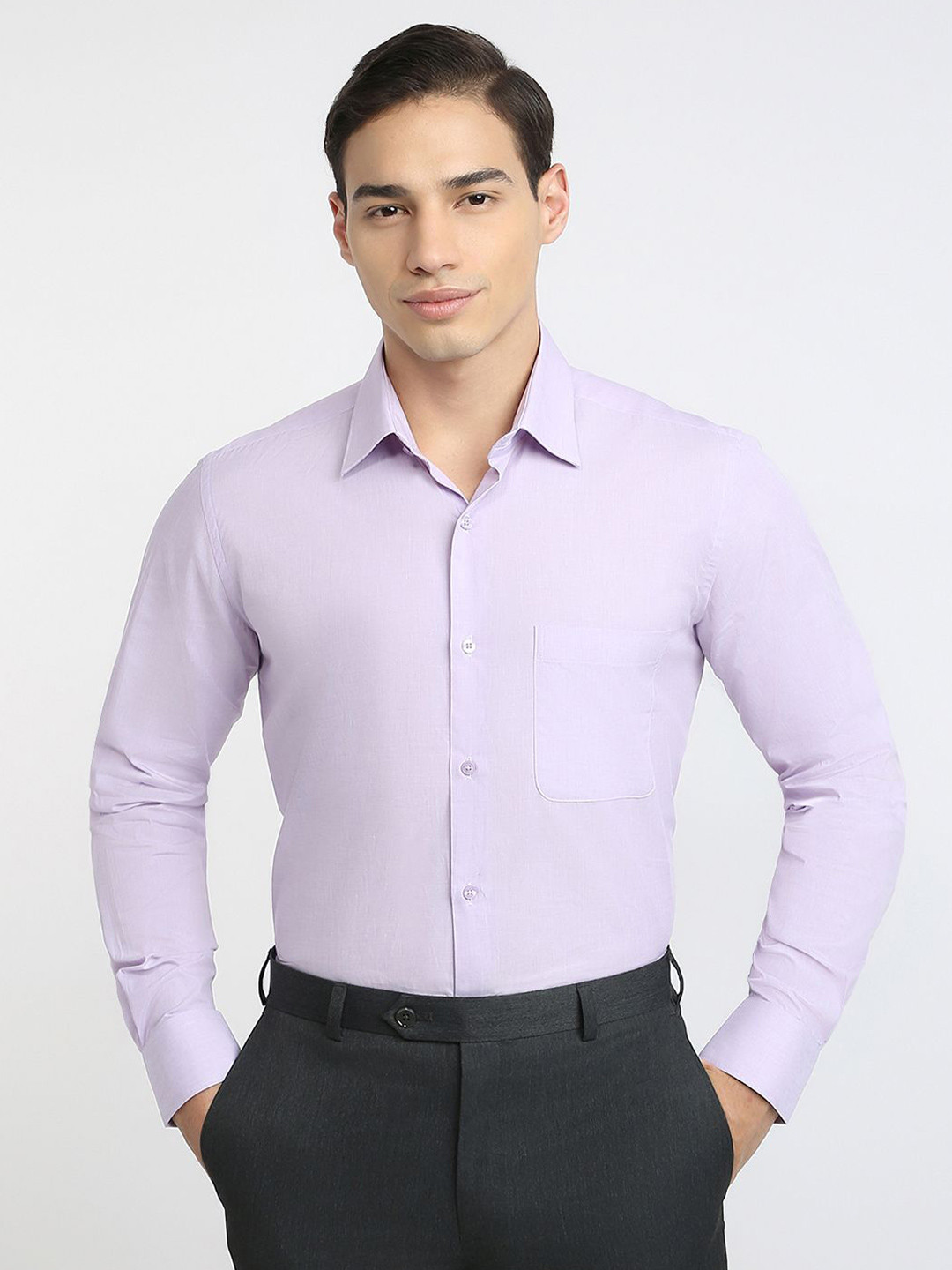 Raymond Fil-A-Fil Pattern Printed Pure Cotton Contemporary Fit Cutaway Collar Formal Shirt