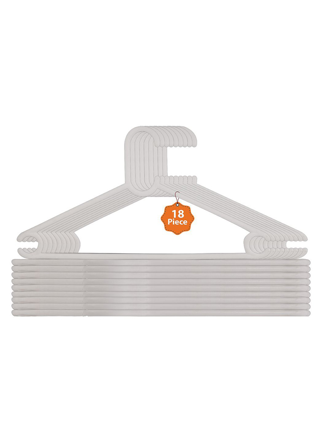 Kuber Industries 18-Pcs White Supreme Plastic Clothes Hangers With Hook