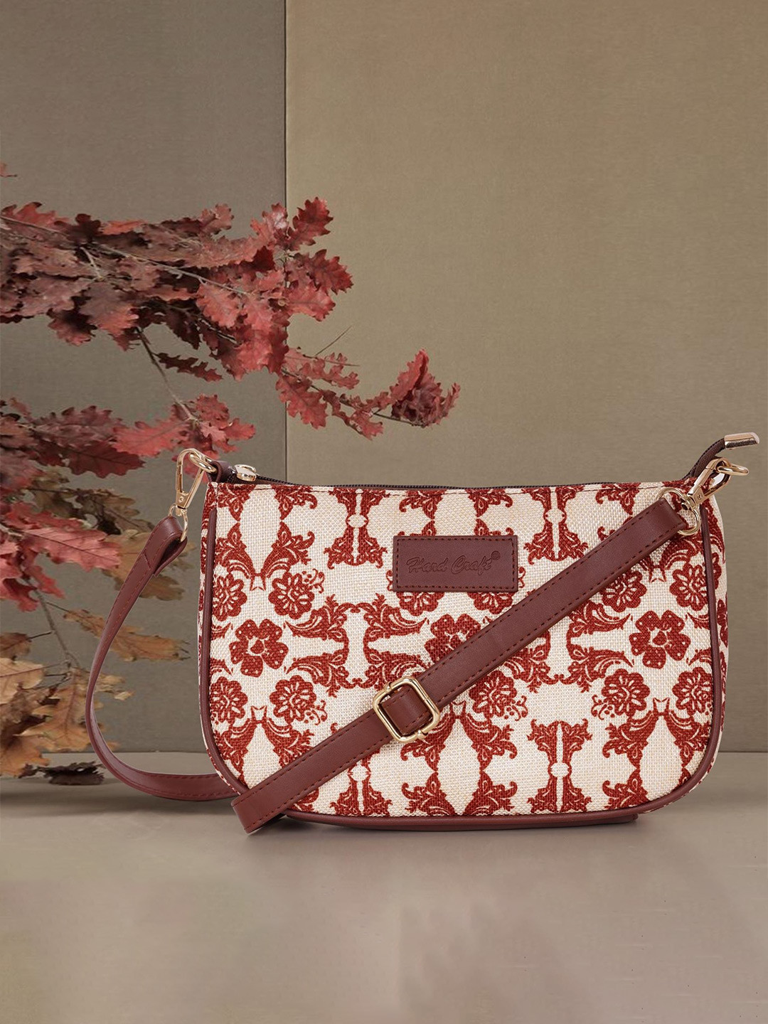 HARD CRAFT Floral Printed Structured Sling Bag