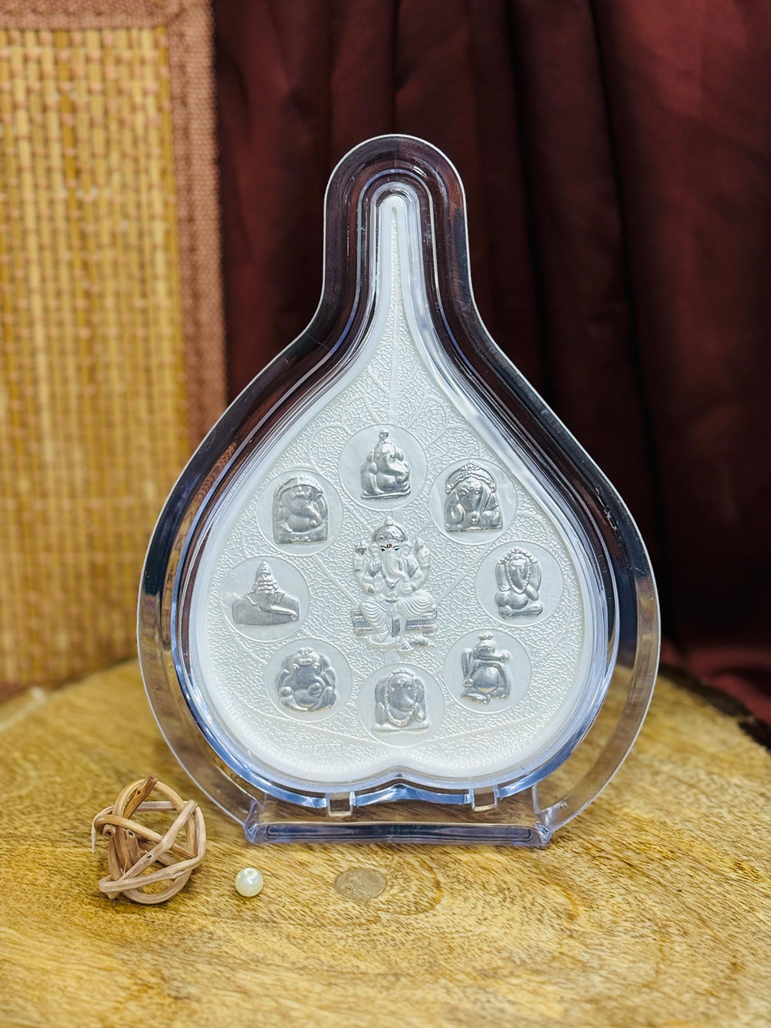 ABDESIGNS Silver Toned & Transparent Ashtavinayak Table Photo Frame