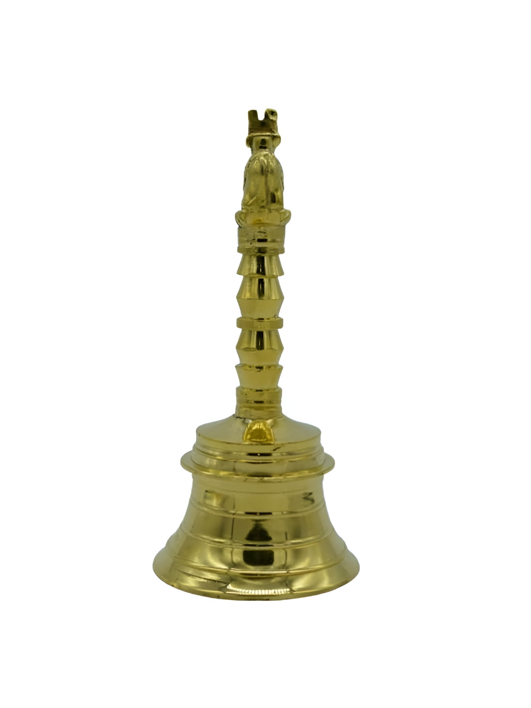PujaNPujari Yellow Pure Brass Nandi Handle Pooja Bell