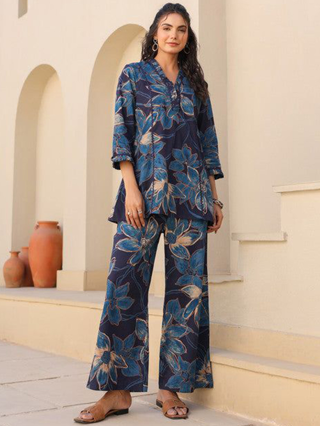Ziva Fashion BOHO Style Printed Tunic With Palazzo CO-Ords