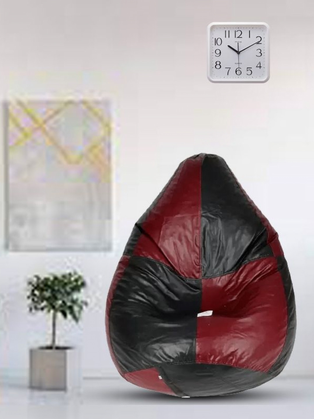 Coaster Shine Black & Maroon Colourblocked Tear Drop Bean Bag Cover
