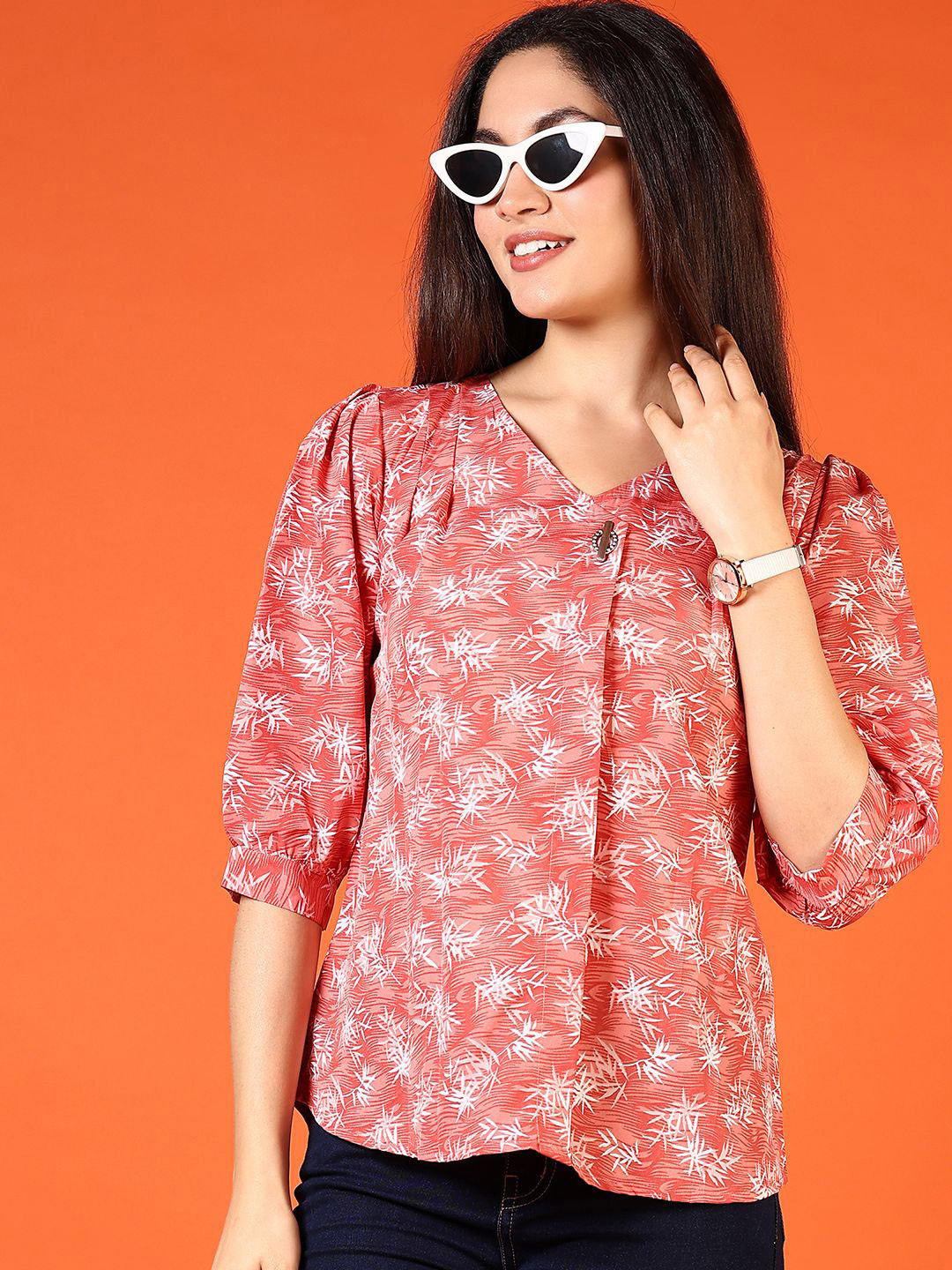 V-Mart Women Western Printed Floral Print Cotton Top