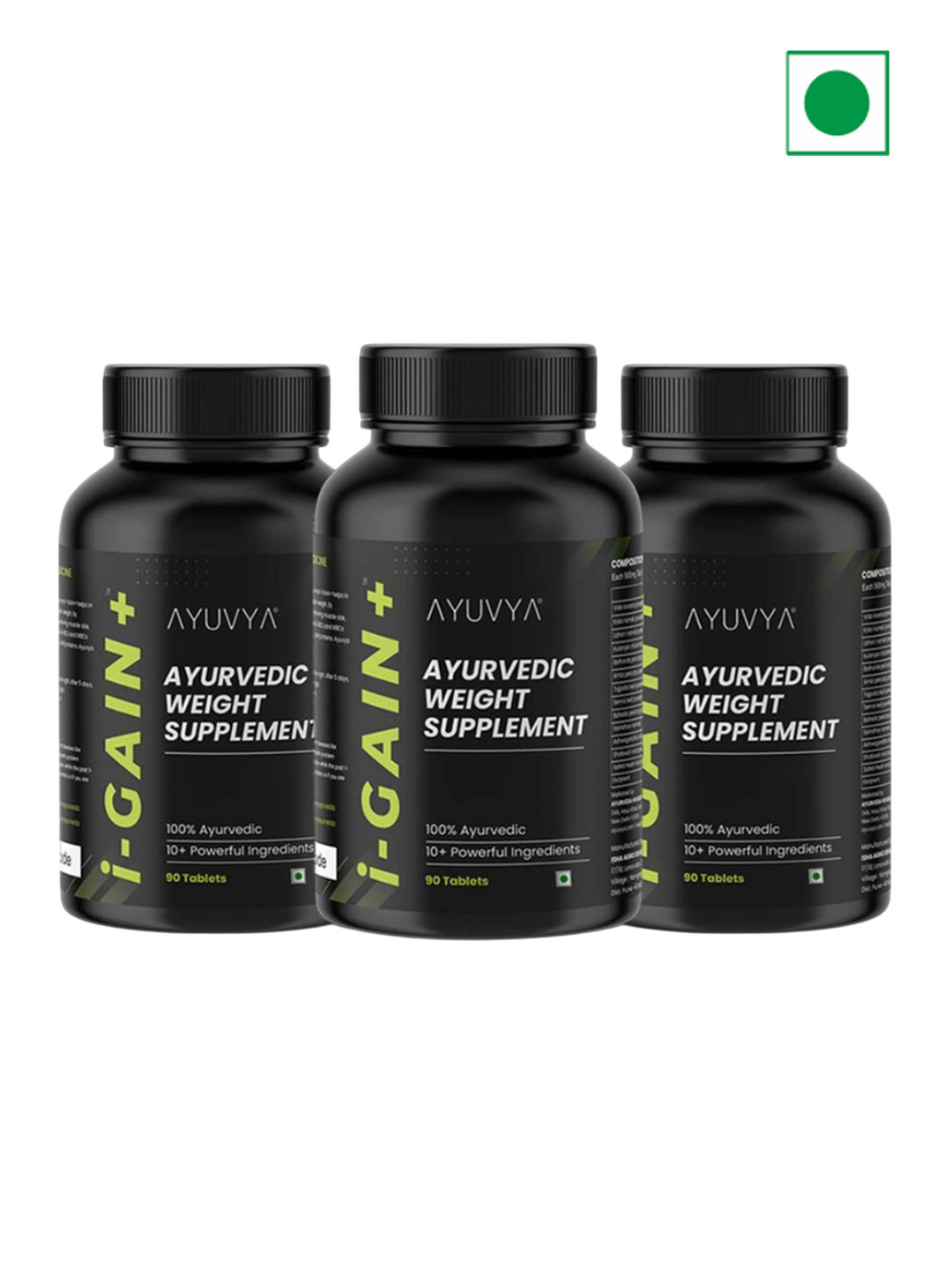 Ayuvya Set Of 3  I-Gain+ Ayurvedic Weight Gain & Muscle Gain Tablets- 270 Tablets
