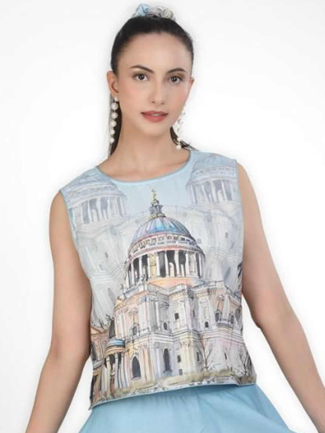 KOVET Printed Linen Top