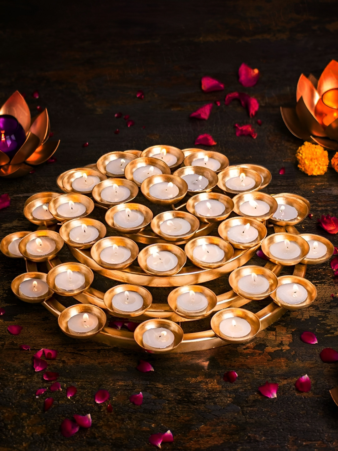 Shree Krishna Handicrafts AnD Gallery Twinkling Diya Candle Holder with 46 Tealight