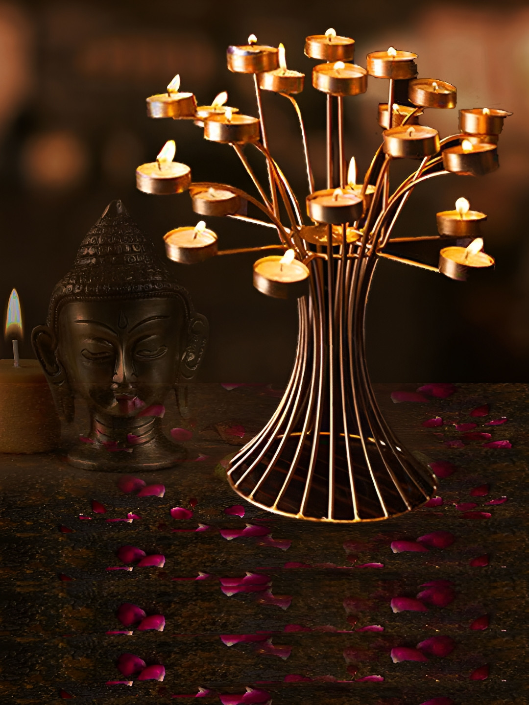 Shree Krishna Handicrafts AnD Gallery Gold-Toned Candle Holder