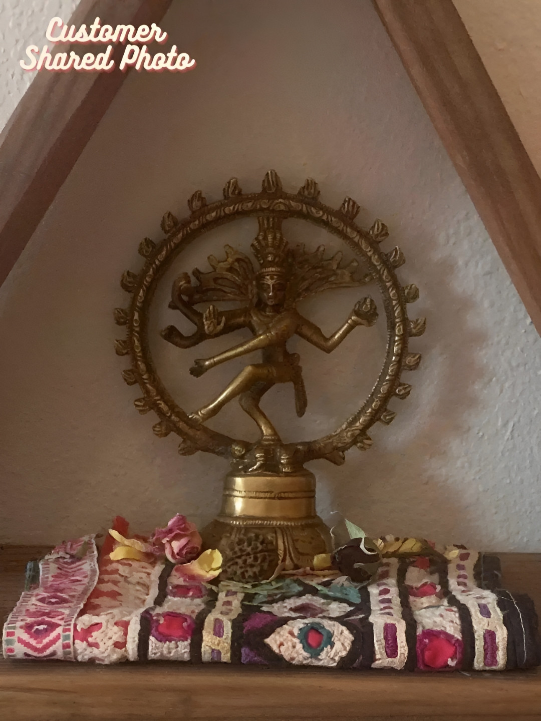 Exotic India Lord Shiva As Nataraja Gold Brass Metallic Prayer Room Hand Made Small Showpiece - 5.5 Inches