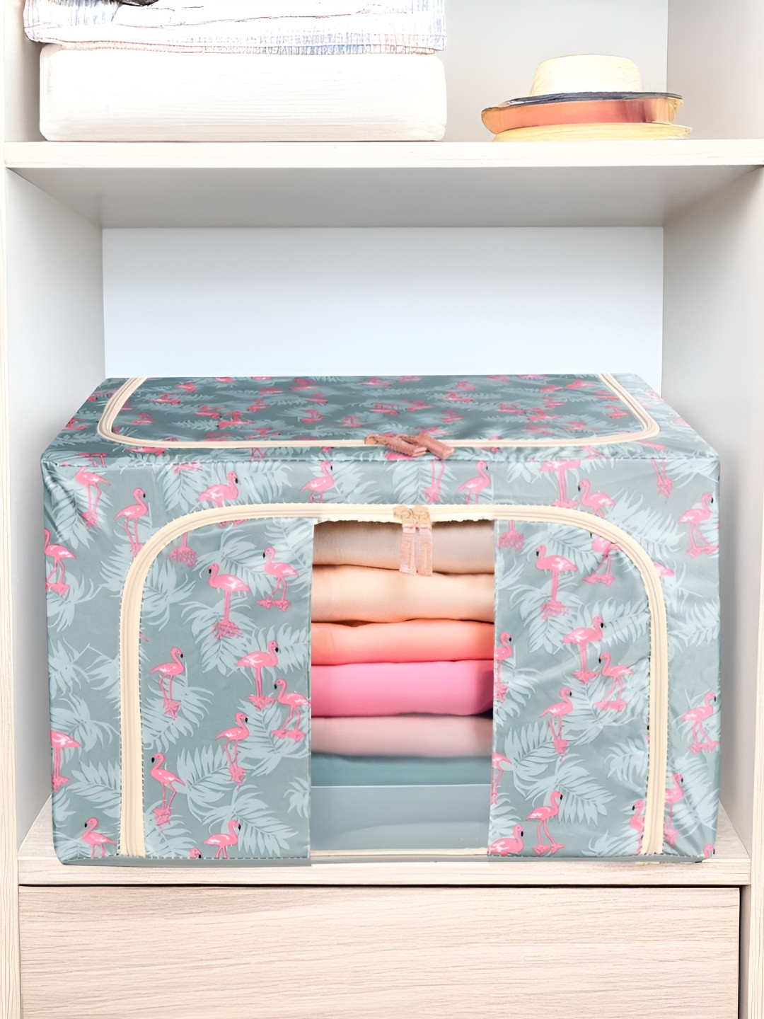 Stylista Green & Pink Printed Multi-Utility Wardrobe Canvas Core Organisers
