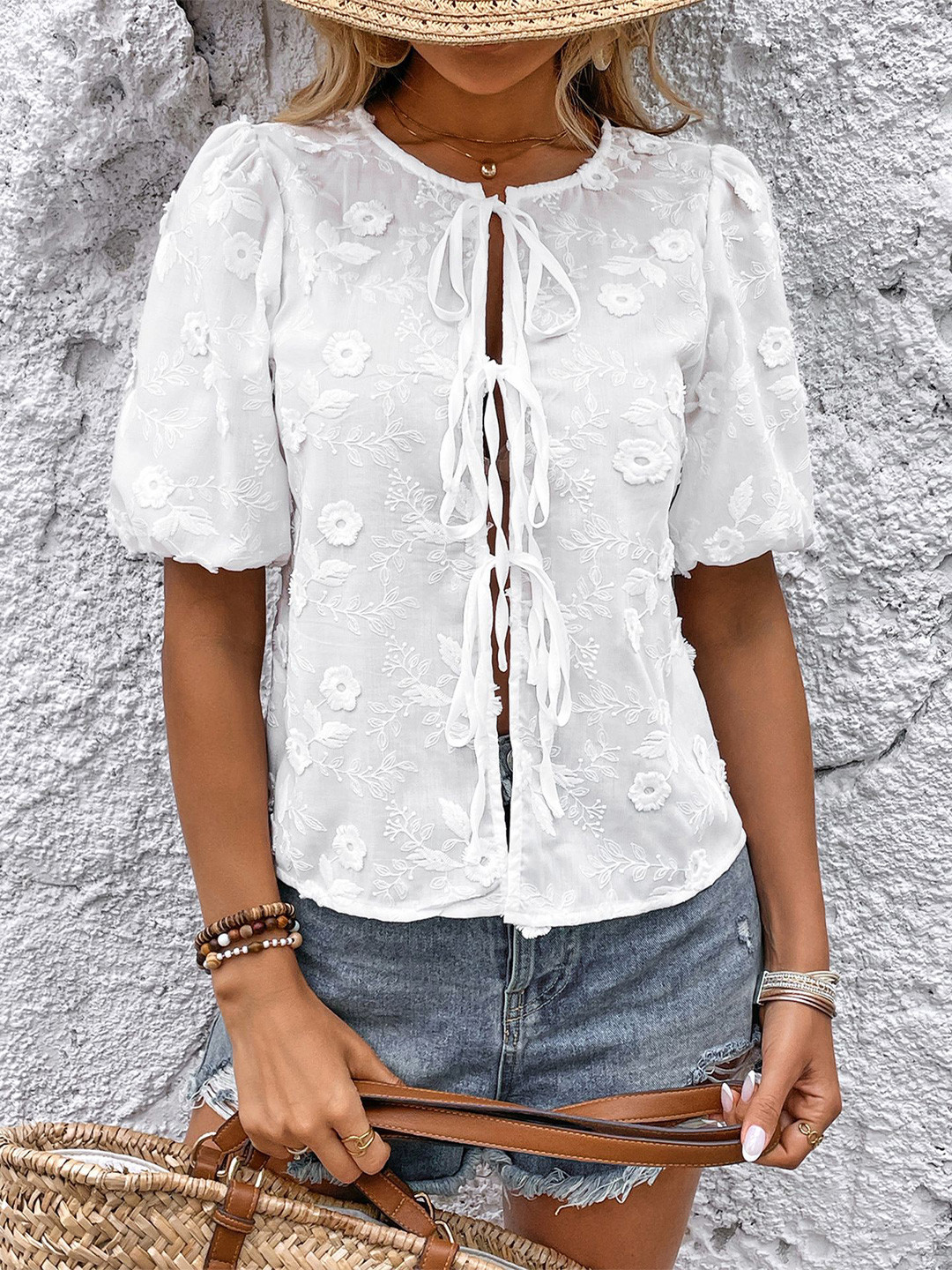 StyleCast x Revolte Women Embroidered Gathered Tops