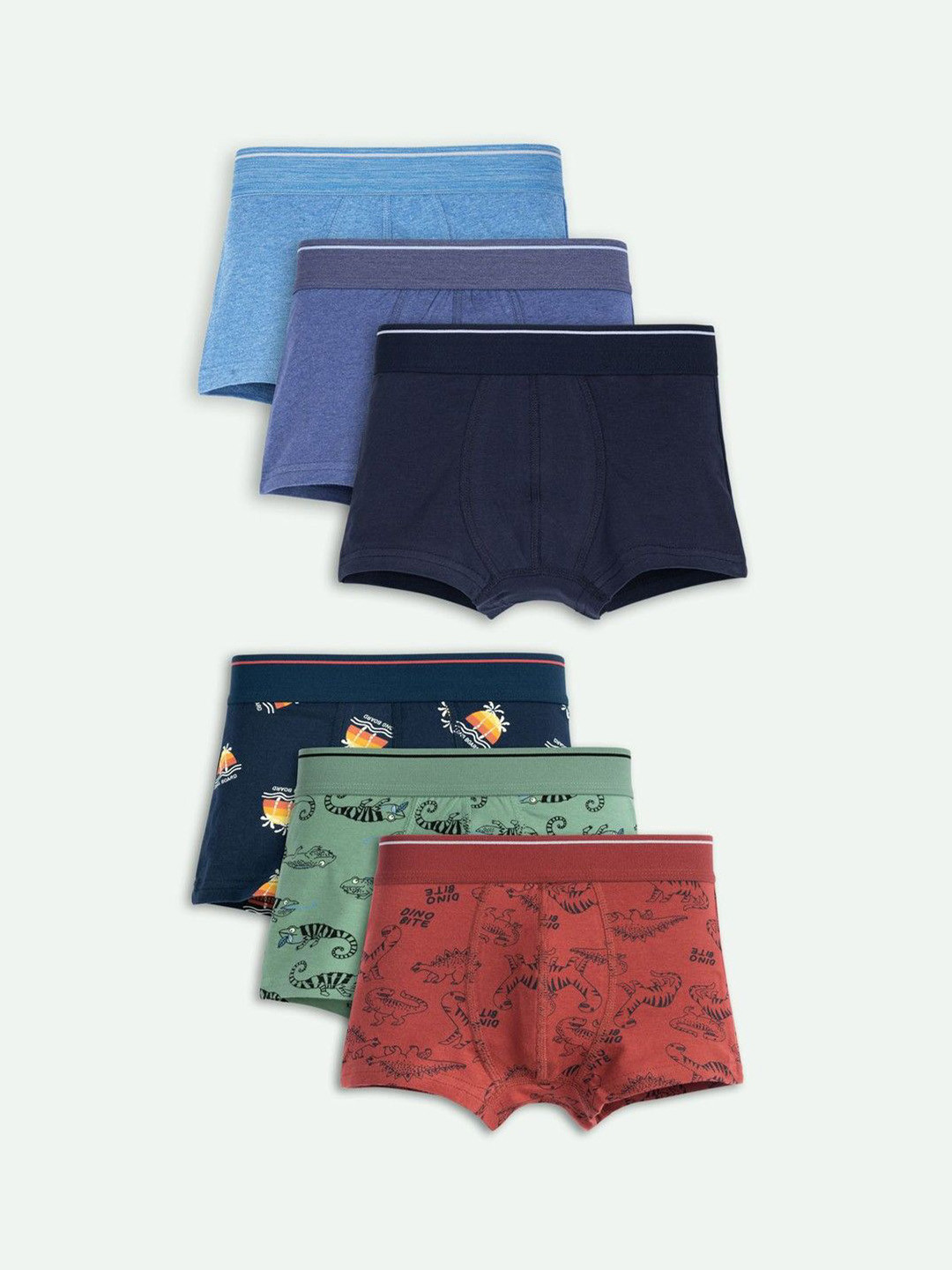 ariel Boys Pack Of 6 Printed Trunks AR-BT-P6-navy_lizdinoaopZ