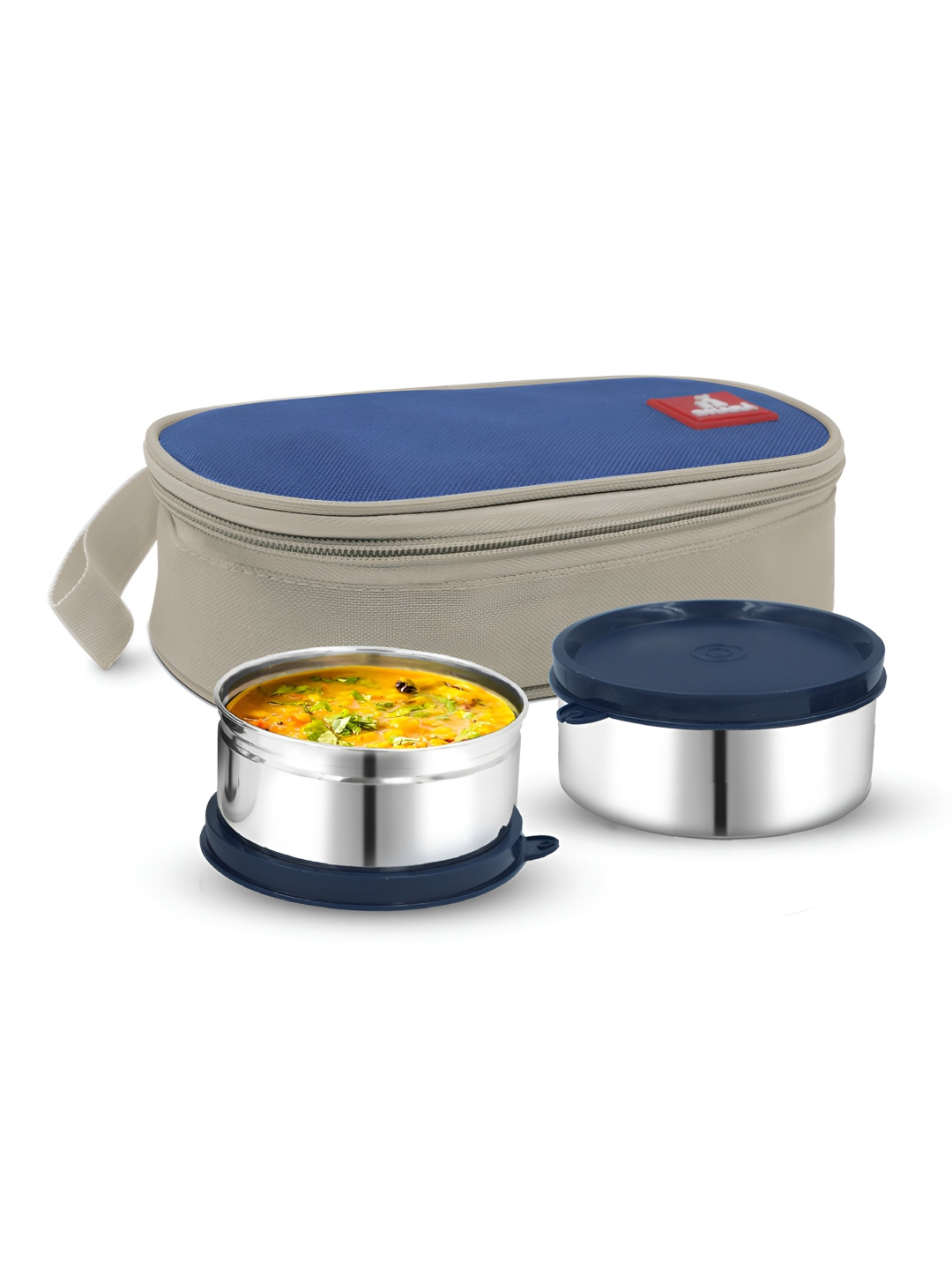 Dhara Stainless Steel Break Time Insulated Dishwasher Safe 3PC Lunch Box With Spoon & Fork