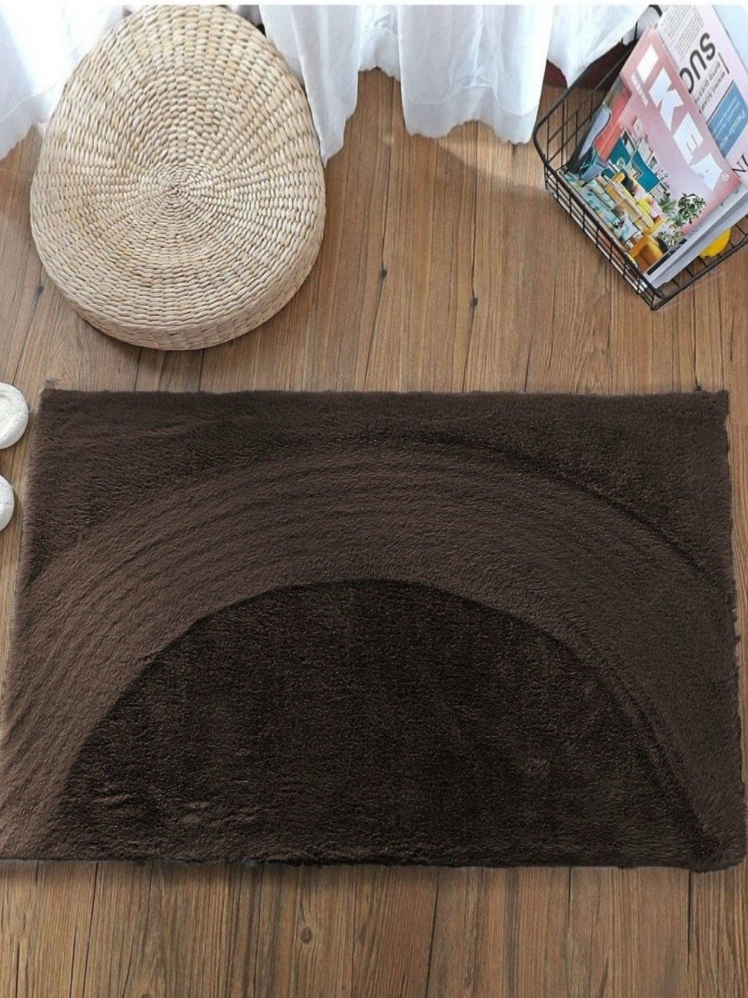 RADECOR Dark Brown Super Soft Fluffy Anti-Skid Bath Mat