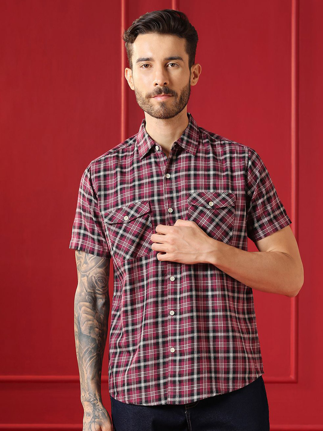 VALEN CLUB Men Checked Casual Shirt