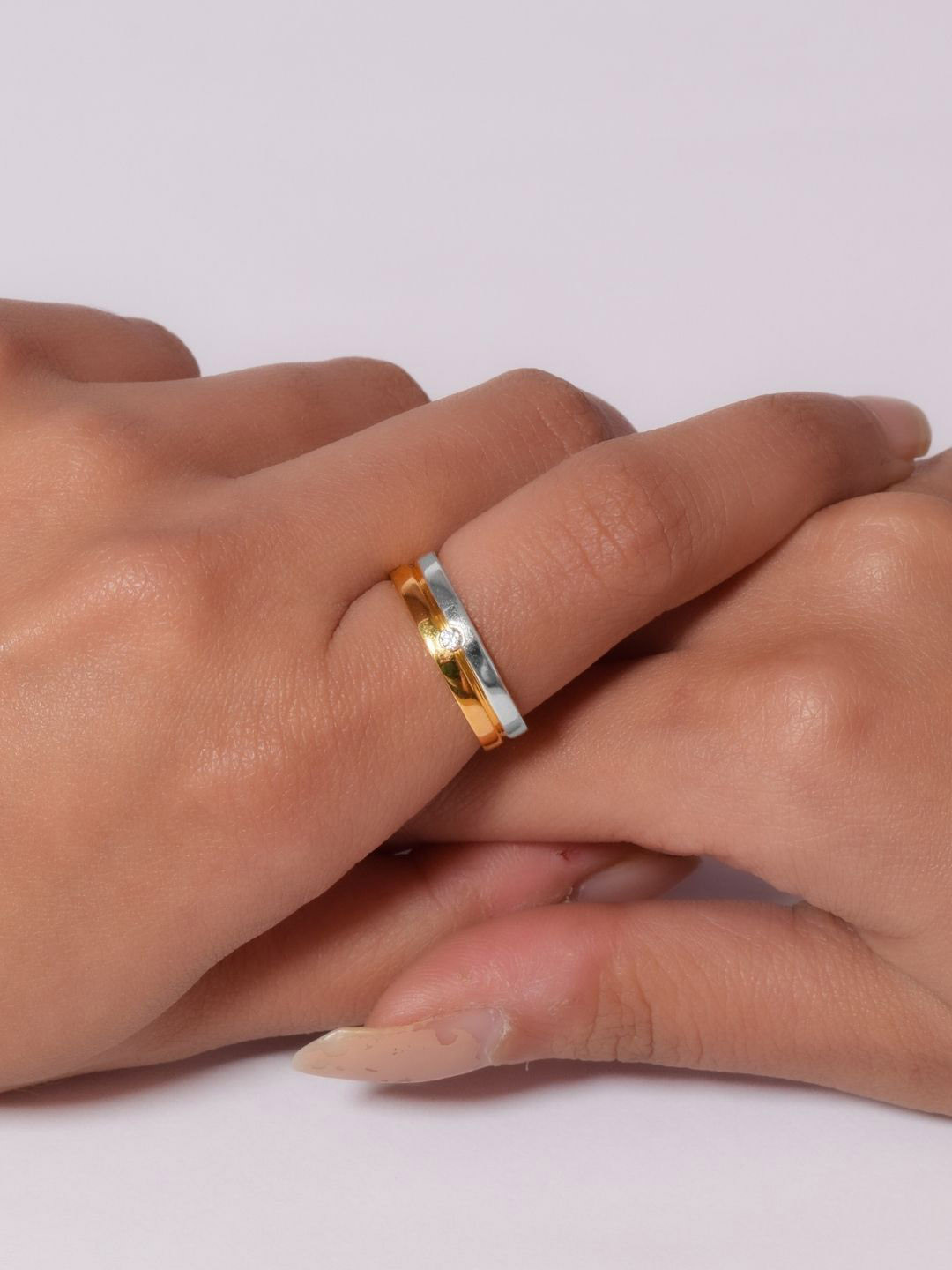 Trisu Ekaya 925 Sterling Silver 13-18Kt Gold-Plated Crystal Studded Finger Ring