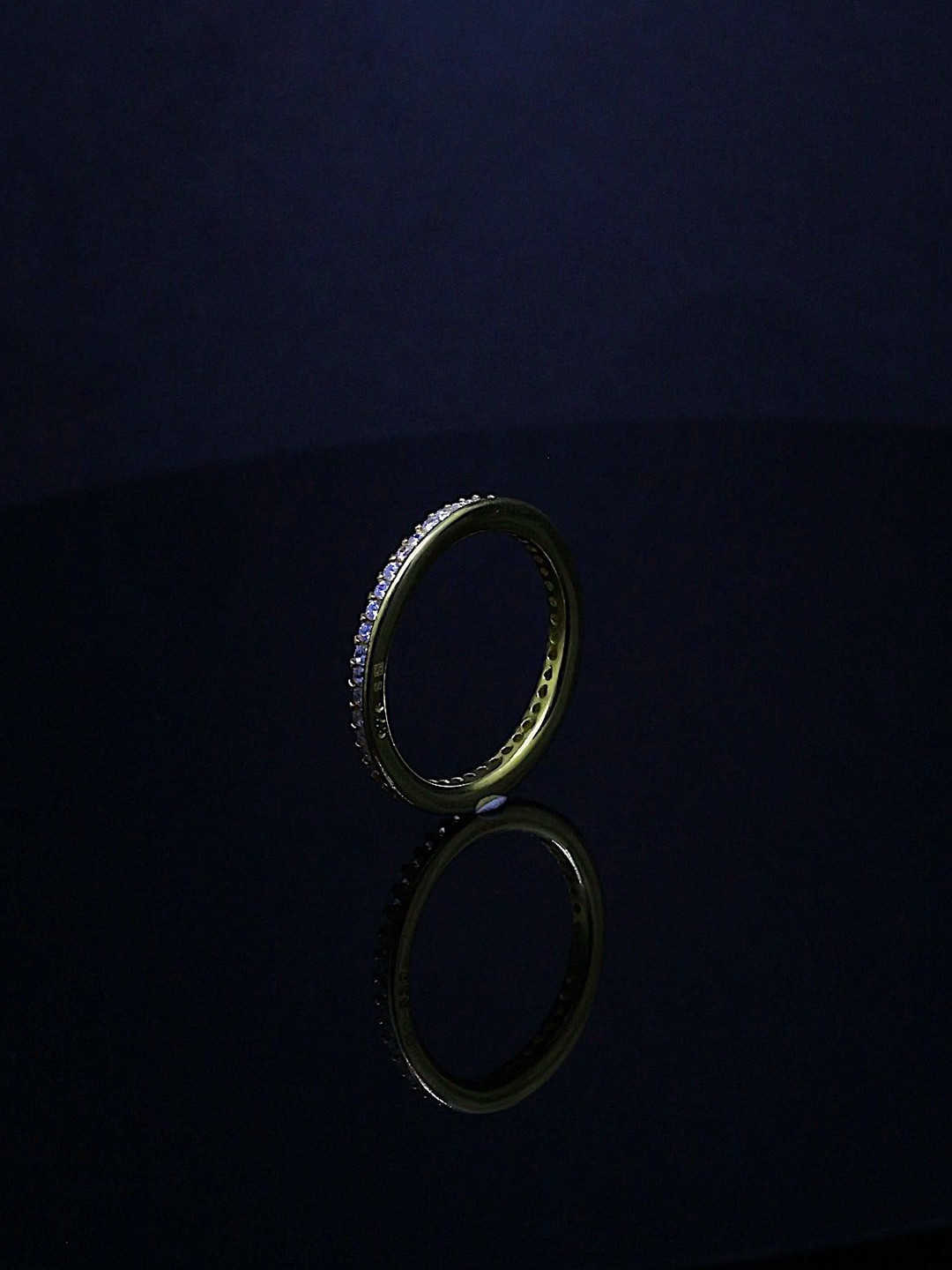 Silver by HM Gold-Plated Swiss Zirconia-Studded Adjustable Finger Ring