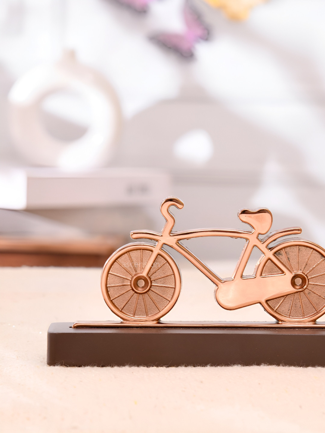 Ascension Bicycle Gold Metal Metallic Living Room Tiny Showpiece - 3 Inches
