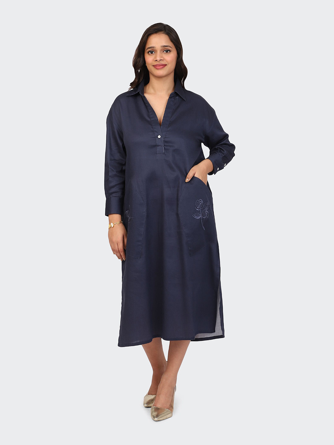 HUE & HIDE Woman  A-Line Midi  Dress