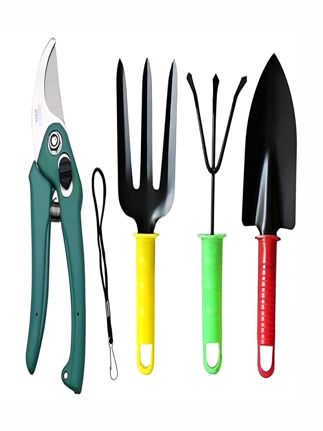 DeoDap 4-Pcs Green & Black Durable Non-Slip Garden Tools