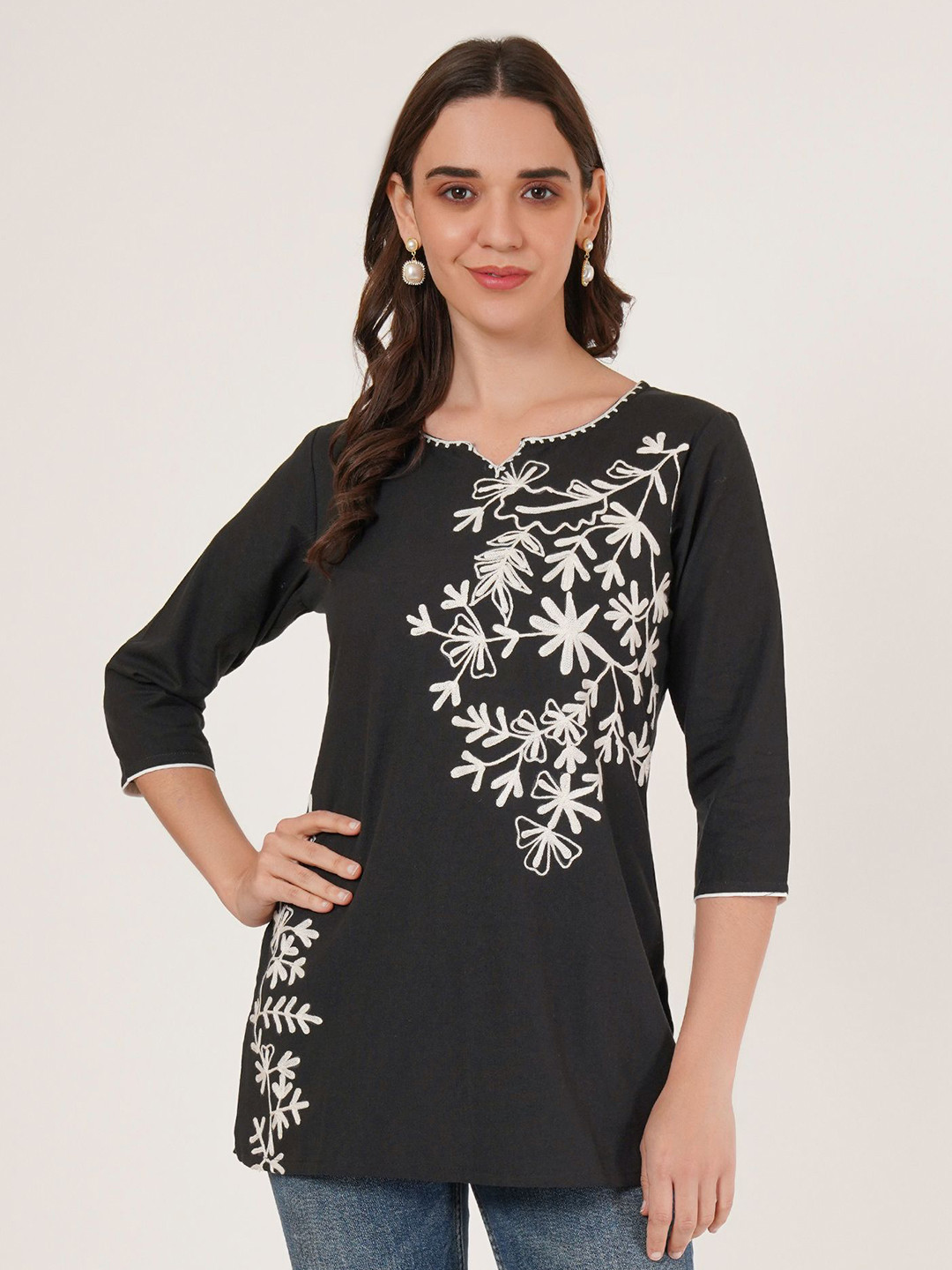 Brownverse Embroidered Cotton Kurtis