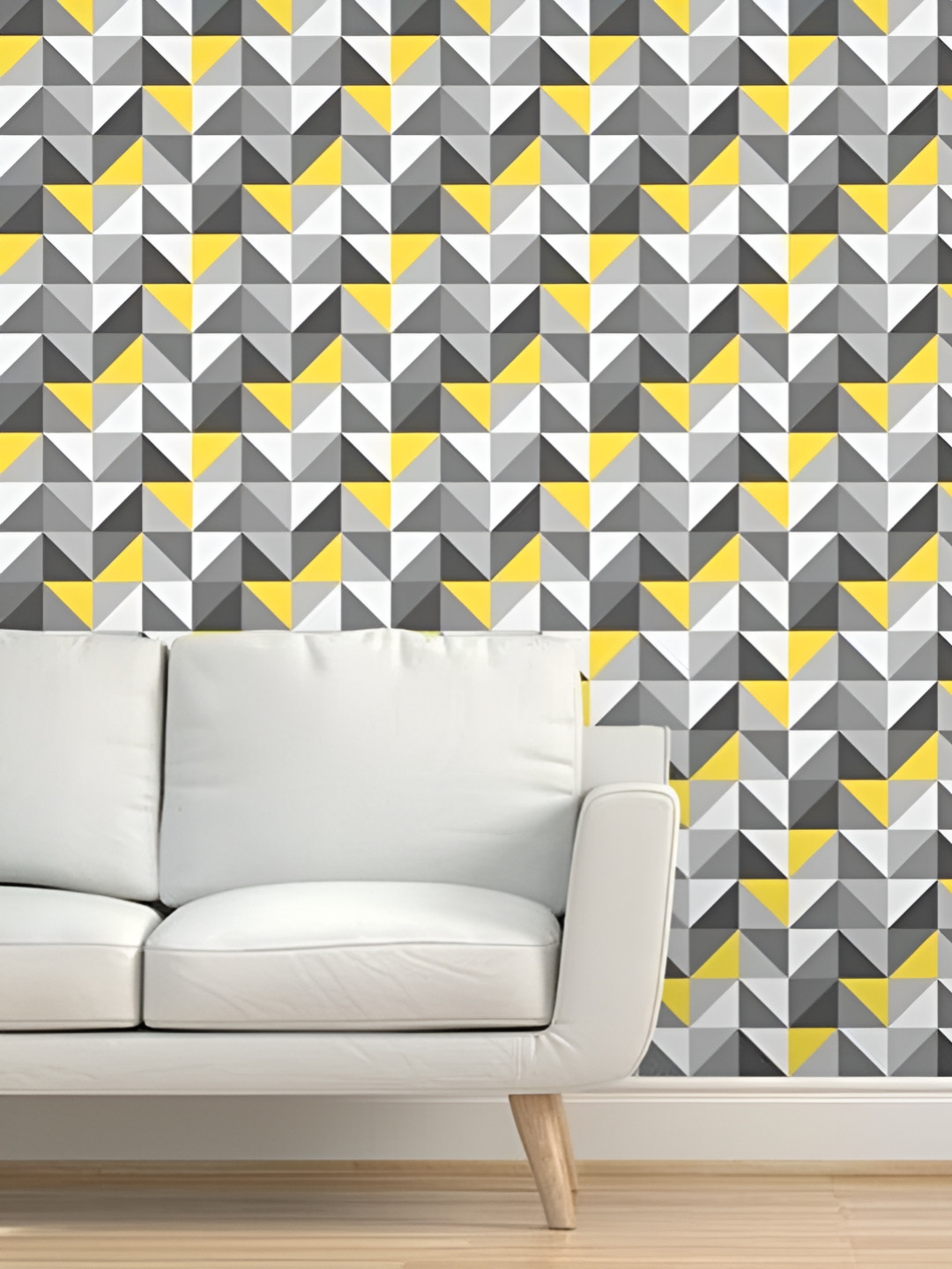 Sky Walls Grey & Yellow  Printed Waterproof Wallpaper